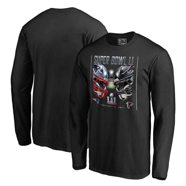 New England Patriots vs. Atlanta Falcons Pro Line by Fanatics Branded Super Bowl LI Dueling Matchup Long Sleeve T-Shirt - Black